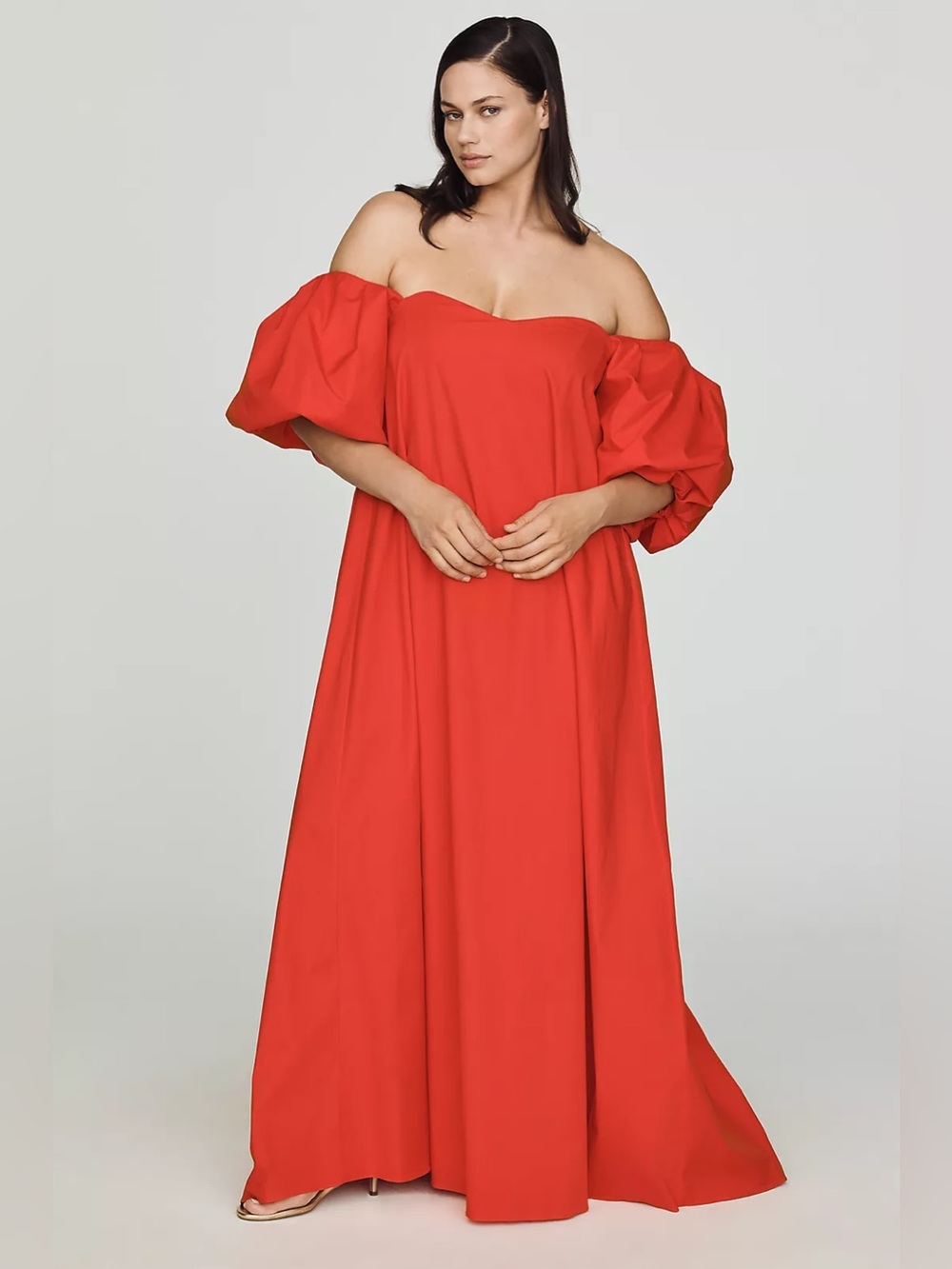 Caroline Constas Palmer off the shoulder maxi dress red